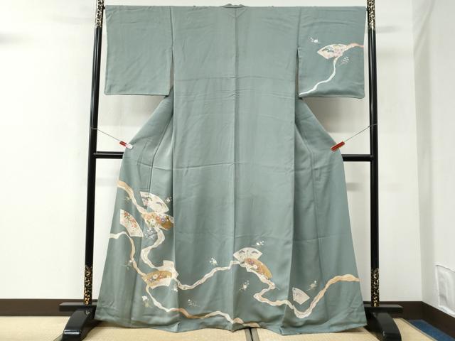 平和屋着物●訪問着 地紙草花文 金彩 正絹 逸品 CABK7418yc