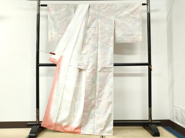 平和屋着物●本場大島紬 白大島 色紙重ね吉祥花松文 正絹 逸品 CABK7420yc