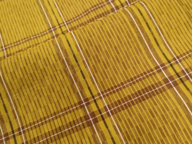 平和屋着物●山下八百子 本場黄八丈 市松綾織 正絹 逸品 CABK7426yc