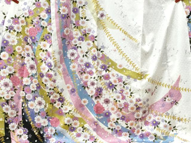 平和屋着物●振袖 舞桜文 洗える着物 CABK7430yc