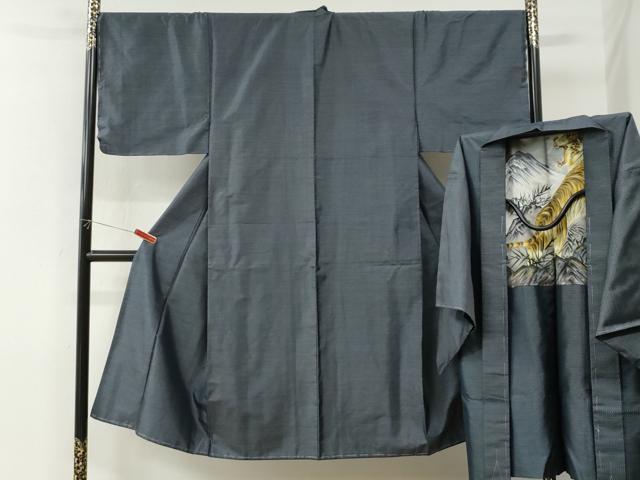 平和屋着物●男性 本場大島紬 アンサンブル 80亀甲 総詰め 羽裏:虎 正絹 逸品 未使用 CABK7432yc