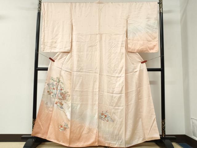 平和屋着物●訪問着 総刺繍 文箱飛鶴吉祥花絵巻文 暈し染め 正絹 逸品 未使用 CABK7440yc