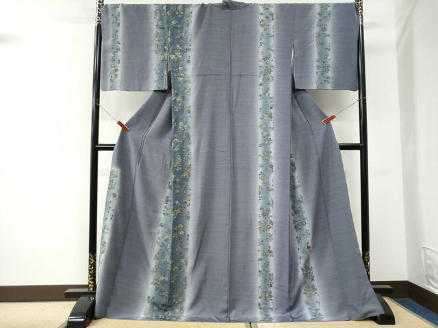 平和屋着物●訪問着 総刺繍 更紗花蝶文 暈し染め 金糸 ロング丈 正絹 逸品 CABK7452yc