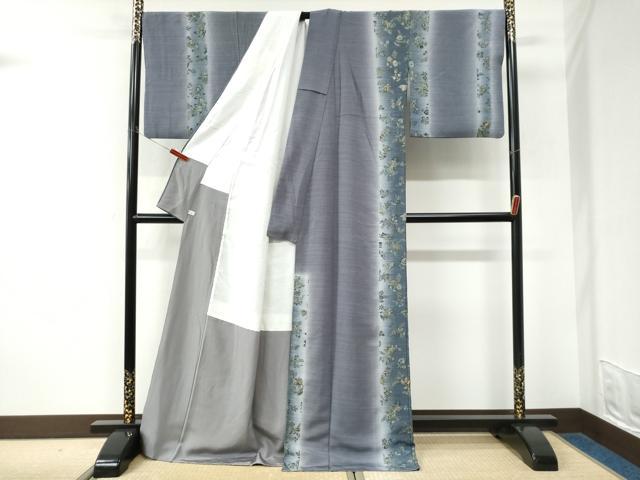 平和屋着物●訪問着 総刺繍 更紗花蝶文 暈し染め 金糸 ロング丈 正絹 逸品 CABK7452yc