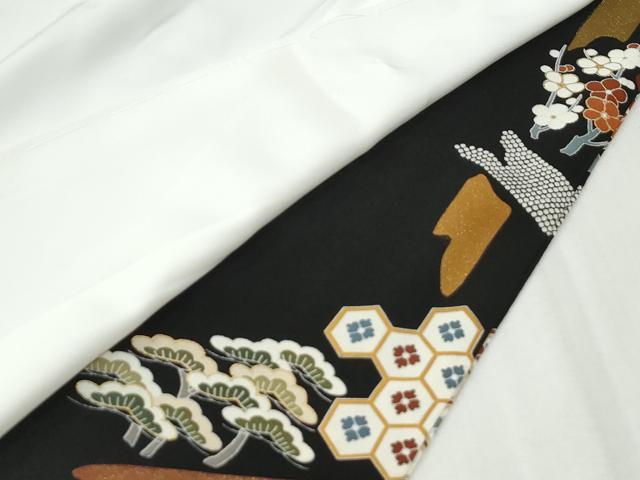 平和屋着物●創業460年・千總 黒留袖 駒刺繍 双鶴宝尽くし花松文 金彩 正絹 逸品 CABK7454yc