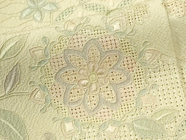 平和屋着物●中国三大刺繍 スワトウ刺繍 総刺繍 訪問着 吉祥花文 暈し染め 正絹 逸品 未使用 CABK7455yc