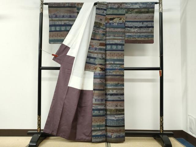 平和屋着物●小千谷紬 百柄 正絹 逸品 CABK7468yc