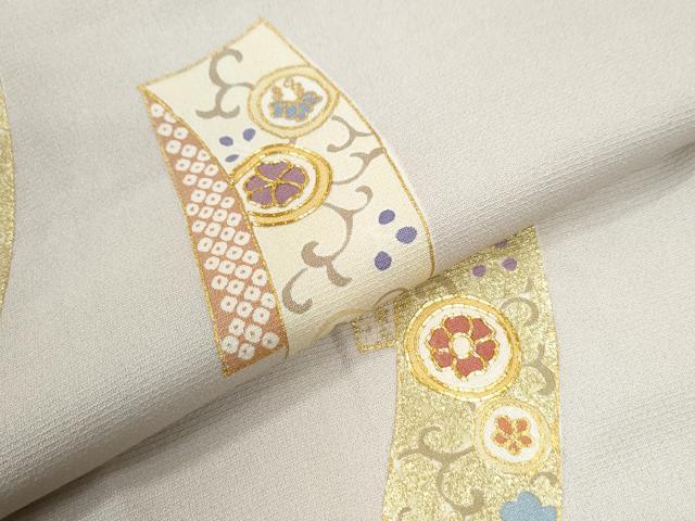 平和屋着物●訪問着 駒刺繍 短冊花唐草文 金彩 正絹 逸品 CABK7475yc