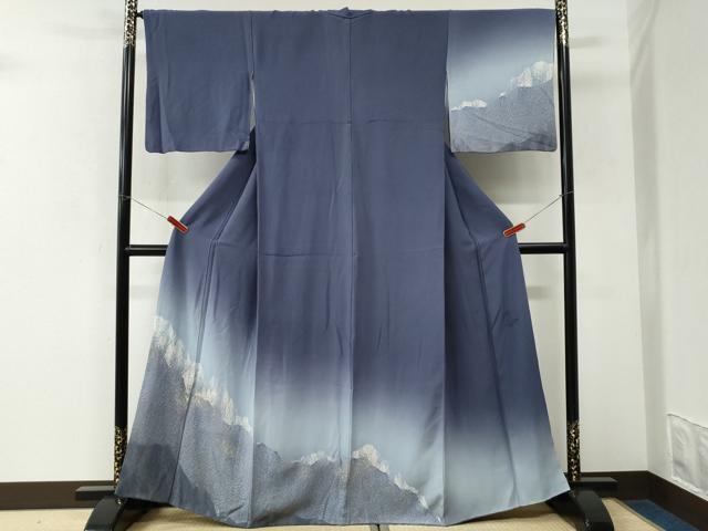 平和屋着物●日展作家 山本唯与志 レリーフ染 訪問着 樹林文 暈し染め 金彩 正絹 逸品 CABK7481yc