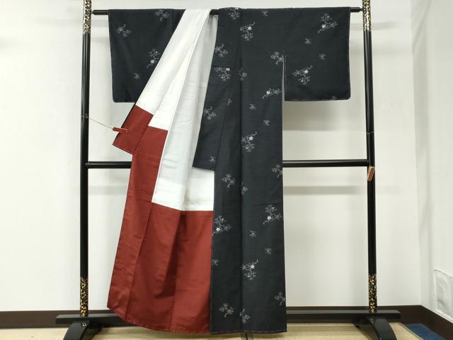 平和屋着物●上質な紬 枝花文 正絹 逸品 未使用 CABK7484yc