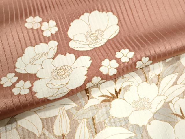 平和屋着物●訪問着 刺繍 牡丹草花文 暈し染め 金彩 正絹 逸品 CABK7491yc