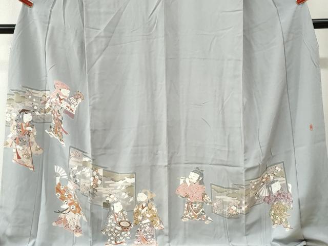 平和屋着物●豪華色留袖 友禅 作家物 屏風楽器人物文 ロング丈 正絹 逸品 CABK7492yc