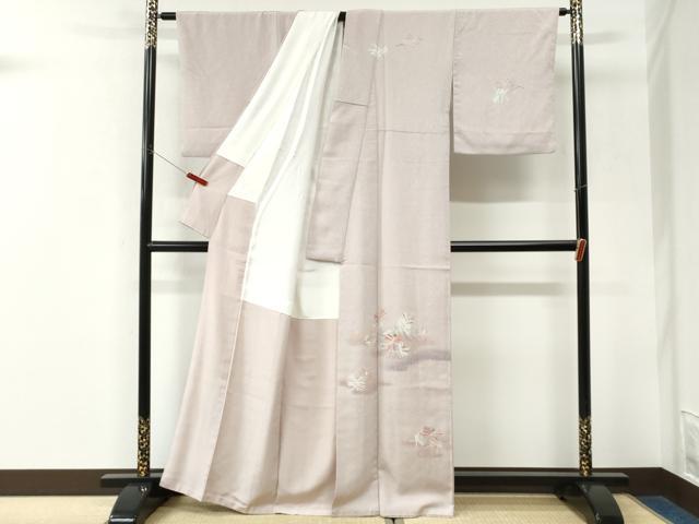 平和屋着物●訪問着 刺繍 霞松葉文 暈し染め 正絹 逸品 CABK7495yc