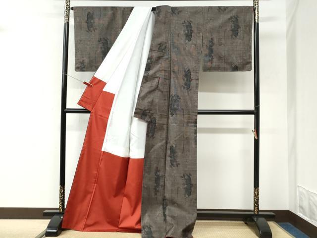平和屋着物●本場大島紬 9マルキ 草花文 ロング丈 正絹 逸品 未使用 CABK7501yc