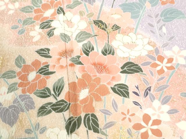 平和屋着物●訪問着 網目草花文 暈し染め 金彩 正絹 逸品 CABK7506yc