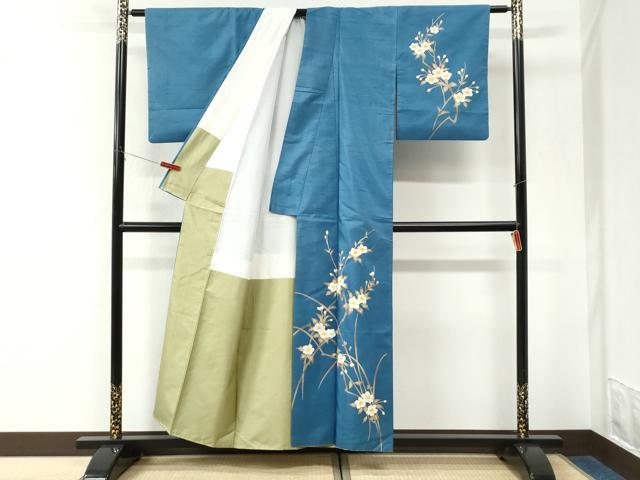 平和屋着物●訪問着 紬地 枝花文 正絹 逸品 CABK7508yc