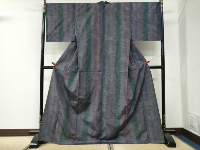 平和屋着物●上質な紬 花唐草文 まるやま扱い ロング丈 正絹 逸品 未使用 CABK7510yc
