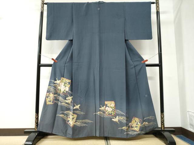 平和屋着物●中国三大刺繍 相良刺繍 総刺繍 色留袖 作家物 破れ色紙飛鶴立波花文 正絹 逸品 CABK7511yc