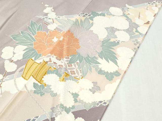 平和屋着物●色留訪問着 牡丹花籠文 暈し染め 金彩 正絹 逸品 CABK7517yc