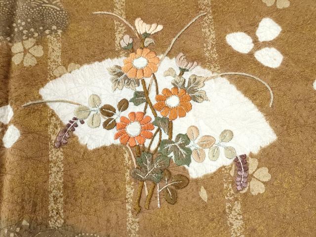 平和屋着物●訪問着 刺繍 地紙草花文 金彩 正絹 逸品 CABK7525yc