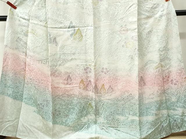 平和屋着物●訪問着 総絞り 樹林風景花文 暈し染め ますいわ屋扱い 正絹 逸品 CABK7528yc