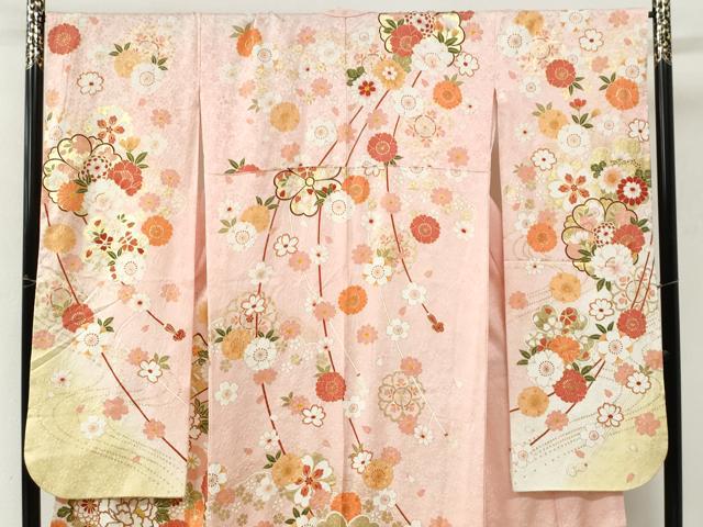 平和屋着物●豪華振袖 束ね熨斗毬牡丹花文 金彩 正絹 逸品 CABK7529yc