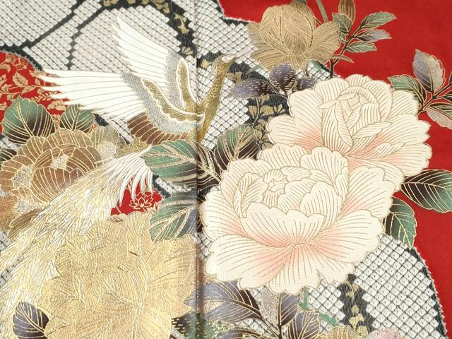 平和屋着物●豪華振袖 鳳凰牡丹花文 金彩 正絹 逸品 CABK7536yc