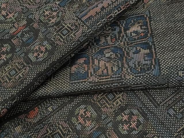 平和屋着物●本場大島紬 9マルキ 色紙重ね吉祥花文 正絹 逸品 CABK7543yc