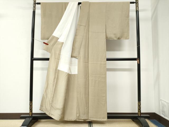 平和屋着物●上質な色無地 氷割地紋 榛色 正絹 逸品 未使用 CABK7547yc
