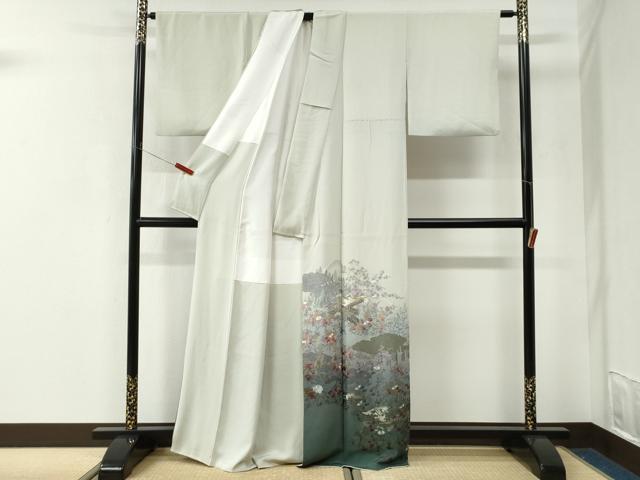 平和屋着物●豪華色留袖 総刺繍 翠山刺繍 雲取り風景文 暈し染め 金糸 正絹 逸品 CABK7582yc