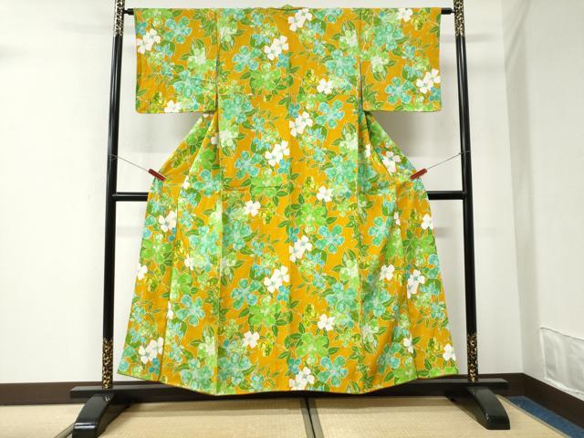 平和屋着物▼上質な小紋 枝花文 正絹 逸品 未使用 CABK7588yc