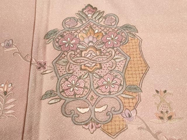 平和屋着物●中国三大刺繍 スワトウ刺繍 総刺繍 訪問着 吉祥花唐草文 暈し染め 正絹 逸品 CABK7590yc