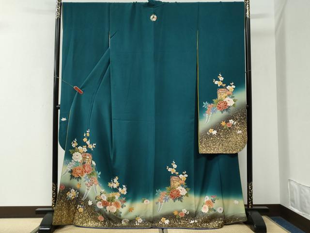 平和屋着物●豪華振袖 貝桶琴草花文 金彩 やまと誂製 正絹 逸品 CABK7595yc