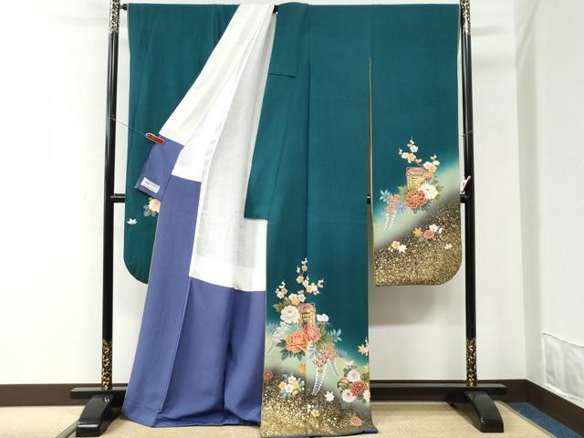 平和屋着物●豪華振袖 貝桶琴草花文 金彩 やまと誂製 正絹 逸品 CABK7595yc
