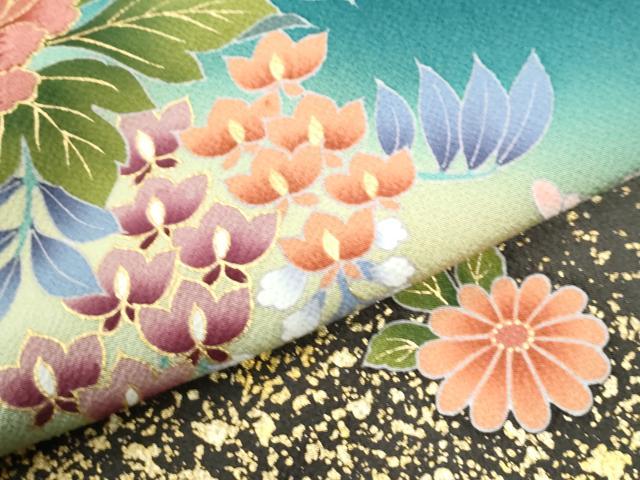 平和屋着物●豪華振袖 貝桶琴草花文 金彩 やまと誂製 正絹 逸品 CABK7595yc