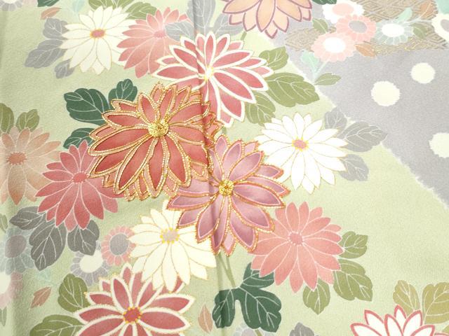平和屋着物●訪問着 作家物 駒刺繍 菊花文 金彩 正絹 逸品 CABK7596yc