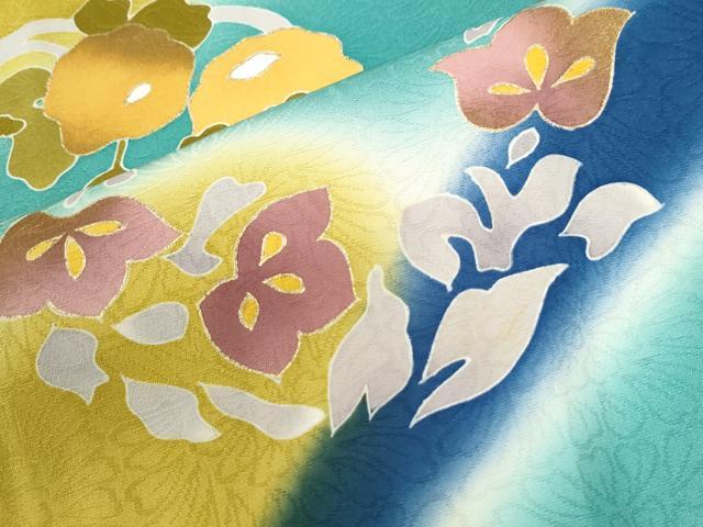 平和屋着物●豪華振袖 駒刺繍 花松丸文 暈し染め 金彩 正絹 逸品 CABK7599yc