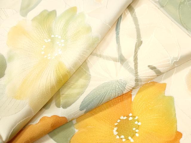 平和屋着物●上質な小紋 地紋起こし 枝花文 正絹 逸品 CABK7609yc