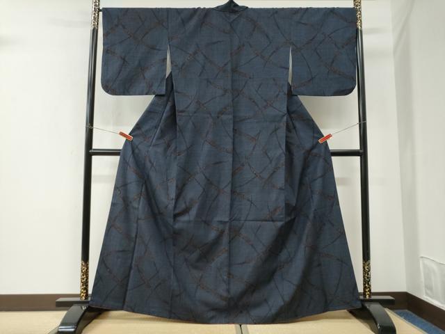 平和屋着物●結城紬 80亀甲 吉祥花文 正絹 逸品 CABK7625yc