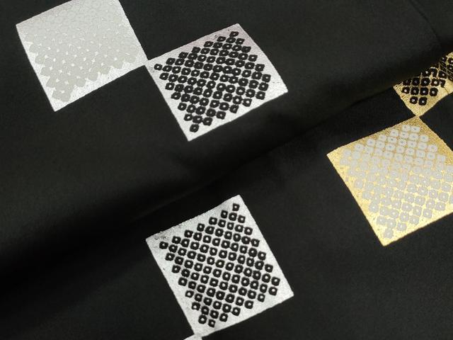 平和屋着物●訪問着 色紙鹿の子文 黒地 金銀彩 正絹 逸品 CABK7636yc