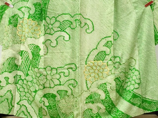 平和屋着物●豪華振袖 総絞り 駒刺繍 立波菊花唐草文 正絹 逸品 CABK7639yc