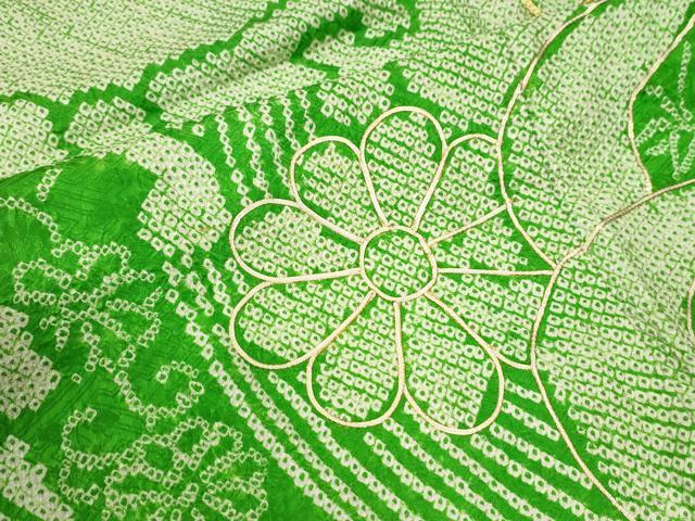 平和屋着物●豪華振袖 総絞り 駒刺繍 立波菊花唐草文 正絹 逸品 CABK7639yc