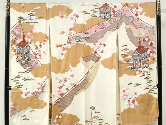 平和屋着物●豪華振袖 雲取り鉾宝尽くし花松文 金彩 正絹 逸品 CABK7643yc
