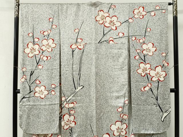 平和屋着物●豪華振袖 駒刺繍 枝梅文 たたき染め 金彩 正絹 逸品 CABK7644yc