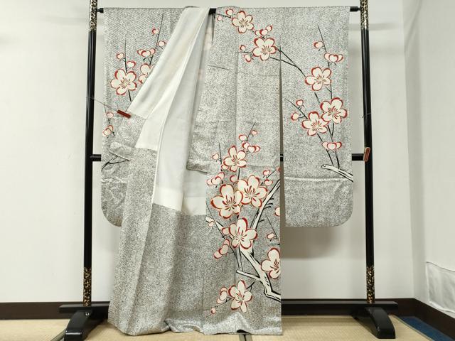 平和屋着物●豪華振袖 駒刺繍 枝梅文 たたき染め 金彩 正絹 逸品 CABK7644yc