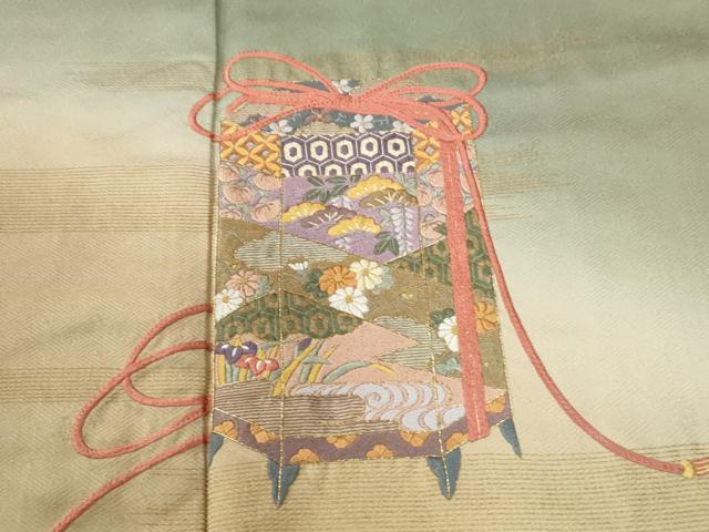 平和屋着物●訪問着 総刺繍 貝桶吉祥花文 暈し染め 金糸 正絹 逸品 CABK7649yc