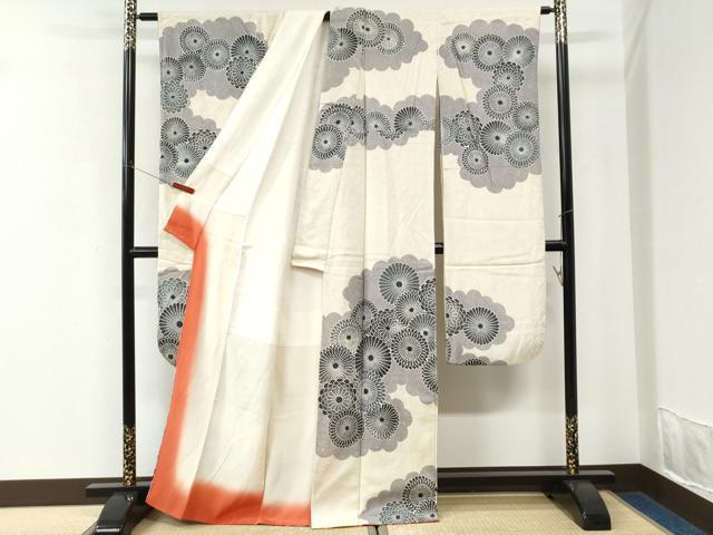 平和屋着物●名門 藤娘きぬたや・総絞り 振袖 雲取り菊文 正絹 逸品 CABK7651yc