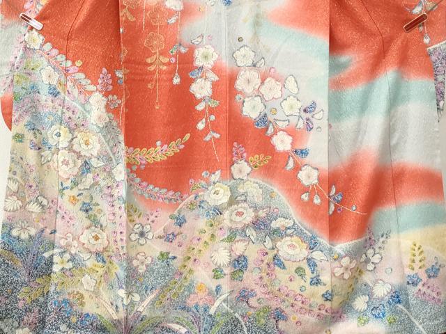 平和屋着物●豪華振袖 辻が花 絞り 暈し染め 金通し地 正絹 逸品 CABK7669yc