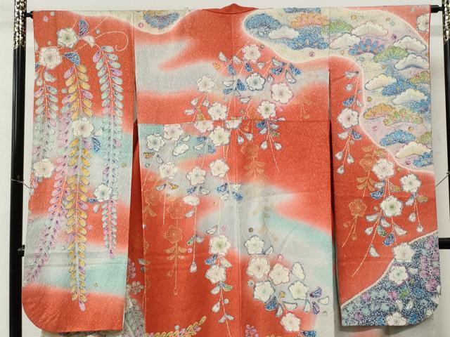 平和屋着物●豪華振袖 辻が花 絞り 暈し染め 金通し地 正絹 逸品 CABK7669yc