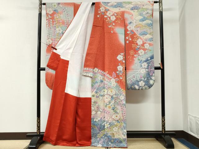 平和屋着物●豪華振袖 辻が花 絞り 暈し染め 金通し地 正絹 逸品 CABK7669yc